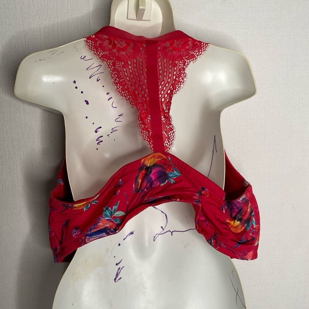 Cacique Seriously Sexy Bra 42DD Boost Plunge Underwire Red Floral Front Closure - Picture 7 of 12
